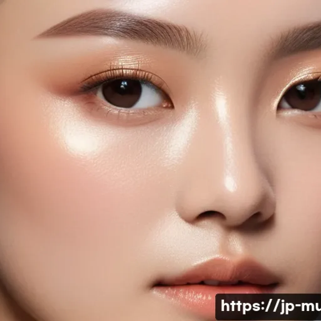 뮤지컬 배우의 메이크업 스킬 - A close-up portrait of a Japanese stage actress applying base makeup under bright theatrical lightin...